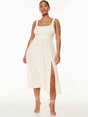 NWT Wilfred Aritzia XL Market Slit Off White Midi A-Line Dress Square Neck